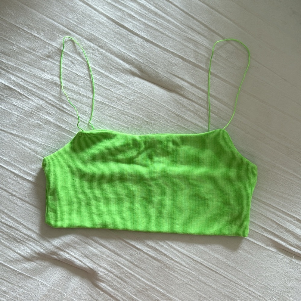 Princess Polly - Lime Green Ribbed Crop Top